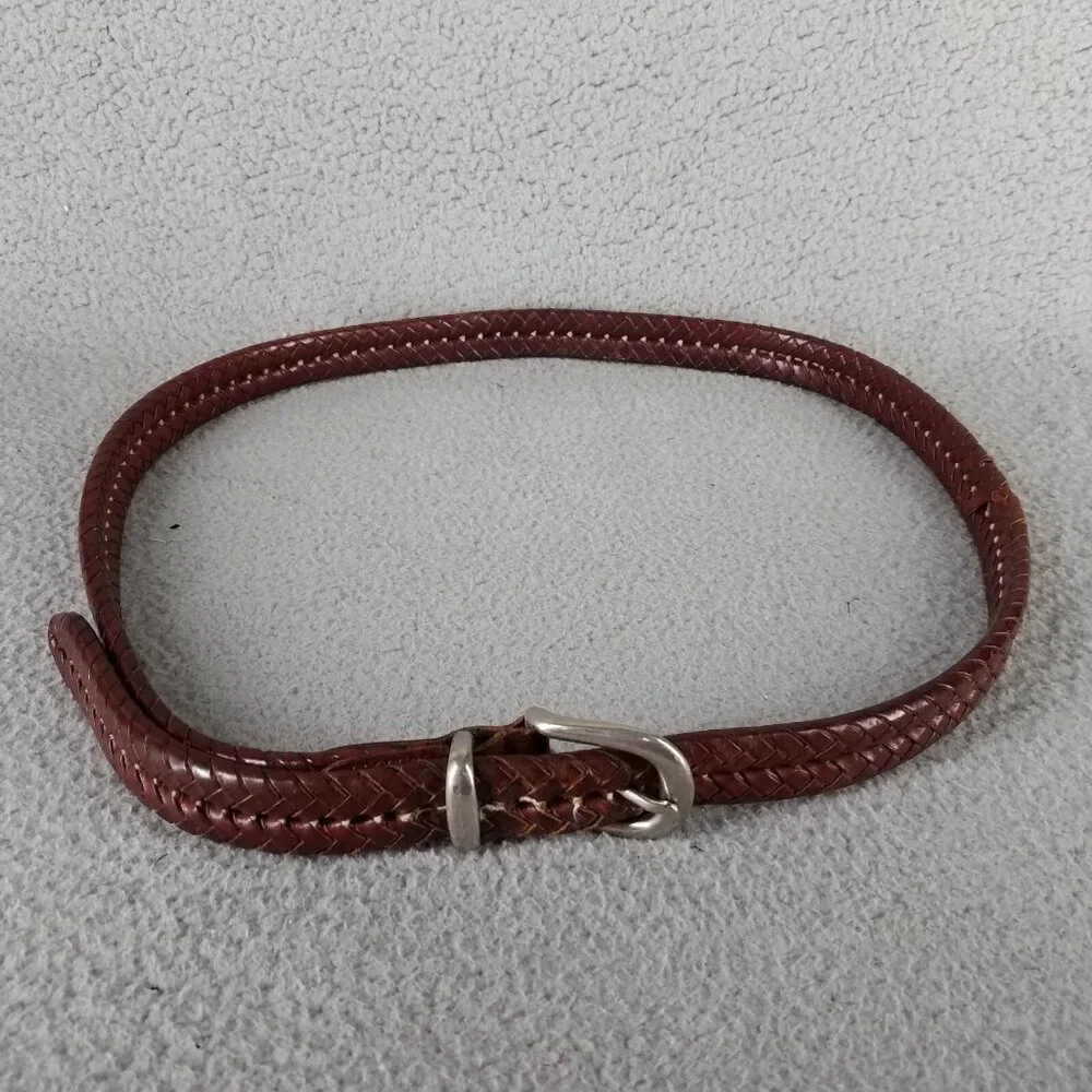 Coach Leather Belt 5922 Adult 42 Brown Braided Solid Brass Buckle Thick Classic